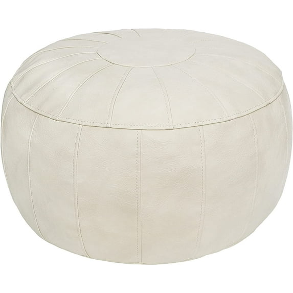 Thgonwid 21.7*13.7 inch Indoor Vegan Leather Pouf, Cream White