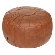 Thgonwid 21.7*13.7 inch Indoor Vegan Leather Pouf, Light Brown (Comes with No Filler)