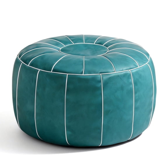 Thgonwid Unstuffed 21.7*13.7 inch Indoor Vegan Leather Pouf, Teal Blue (Come with No Filler)
