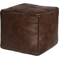 thumbnail image 1 of Thgonwid Coffee Vegan-Leather Cube Pouf, Handmade Construction, 1 of 6