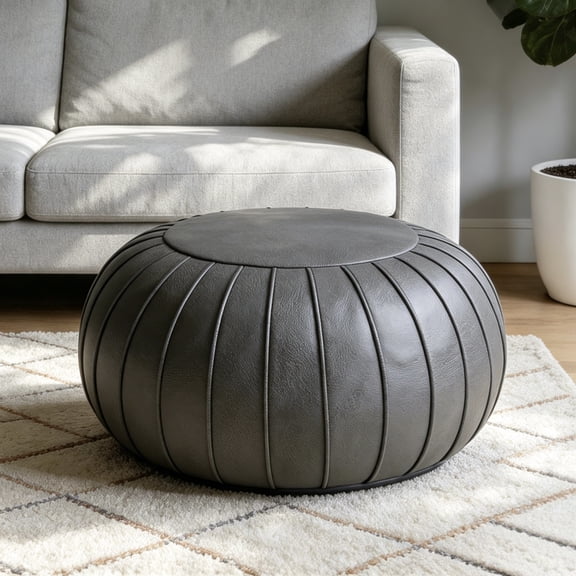 Thgonwid Unstuffed Pouf Ottoman Cover Indoor Foot Rest, Deep Gray 21.6" x 13"