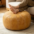 thumbnail image 1 of Thgonwid Unstuffed Vegan Leather Pouf Ottoman Cover, 21.7*13.7 inch, Yellow (No Filler), 1 of 1