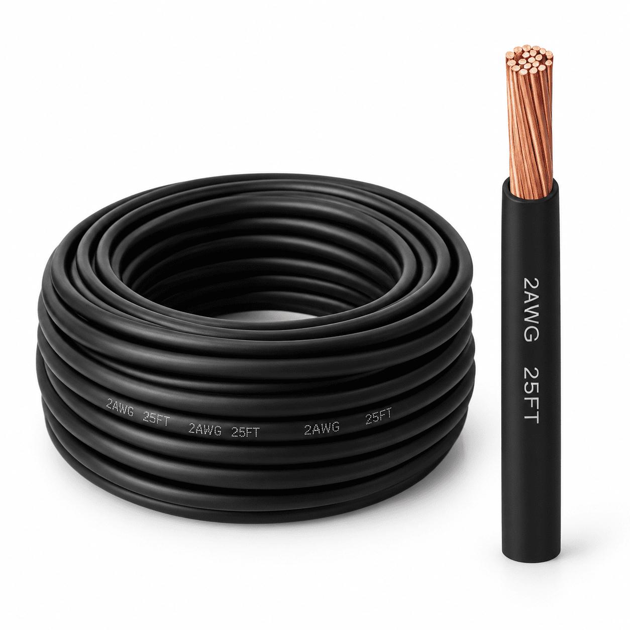 Thhn Wire 2 Gauge 25 Ft Stranded Copper Black - Walmart.com