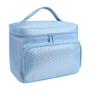 Thhvdrg Clearance Cosmetic Case Large Capacity Makeup Bag Travel Cosmetic Bag with Handle and Divider Flat Lay Makeup Organizer Bag Portable Toiletry Bag Makeup Storage Bag