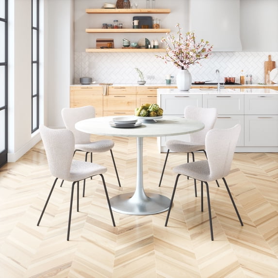 Thibideaux Dining Chair Ivory Dining Chair, Modern Style, Stackable for space saving storage, Plywood, Indoor Dining