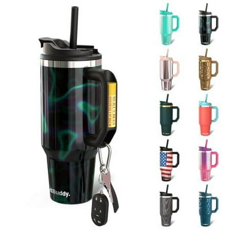 Thicc Buddy - 40 oz Stainless Steel Vacuum Insulated Tumbler with Lid and Straw for Water - Travel Mug Cupholder Friendly - Gifts for Women Men Him Her