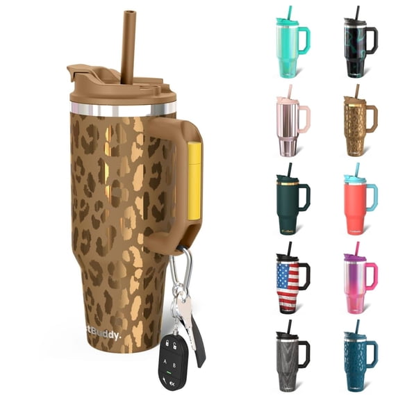 Thicc Buddy - 50 oz Stainless Steel Vacuum Insulated Tumbler with Lid and Straw for Water - Travel Mug Cupholder Friendly - Gifts for Women Men Him Her