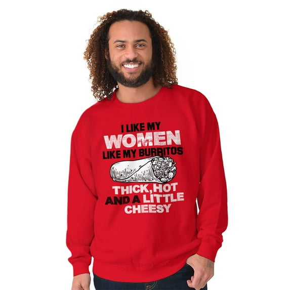 Thicc Hot Burrito Funny Taco Tuesday Men's Crewneck Sweatshirt Brisco Brands X