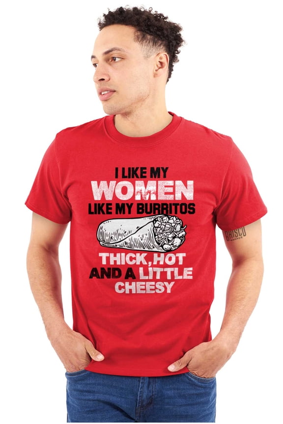 Thicc Hot Burrito Funny Taco Tuesday Men's Graphic T Shirt Tees Brisco Brands S
