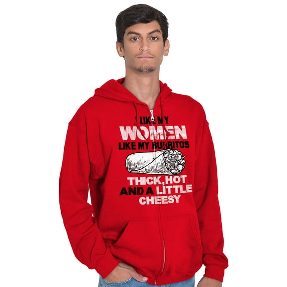 Thicc Hot Burrito Funny Taco Tuesday Zip Hoodie Sweatshirt Men Brisco Brands L