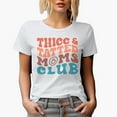 thumbnail image 1 of Thicc and Tatted Moms Club Quote, Groovy Retro Wavy Text Merch Gift, White T-Shirt, XL, 1 of 5
