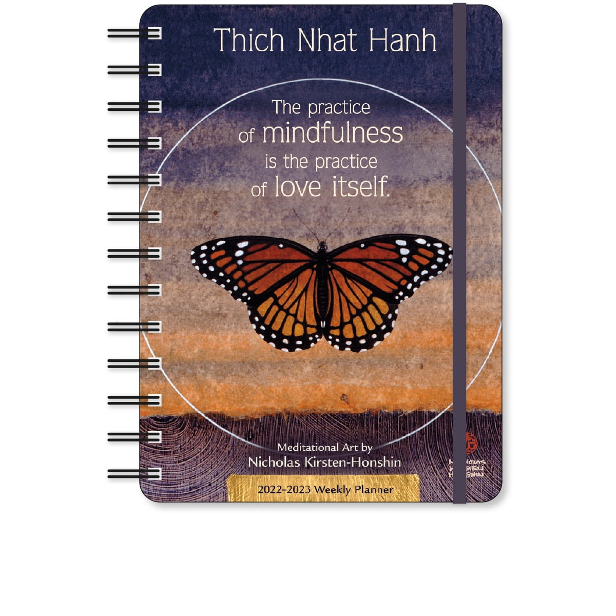 Thich Nhat Hanh 2023 Weekly Planner | 5" x 7" | Flexible Cover, Wire-O Binding, Elastic Closure, Inner Pocket | 17-Month (Aug 2022 - Dec 2023): Paintings by Nicholas Kirsten-Honshin