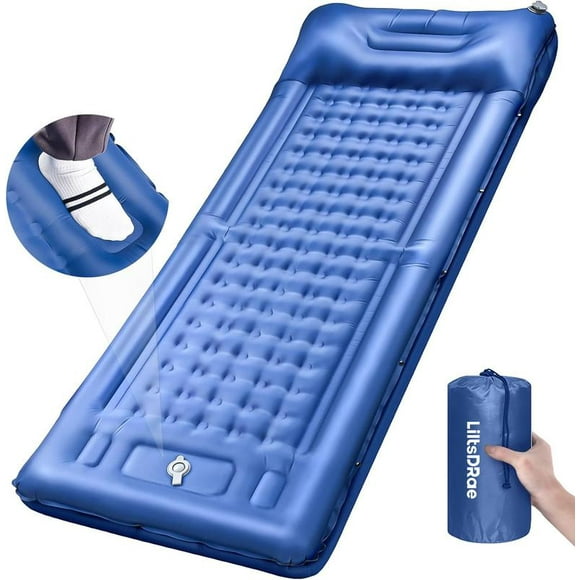 Thick 5 Inch Inflatable Sleeping Mat with Pillow Built-in PumpOversized Mattress Super Portable Backpacking Sleeping Pad