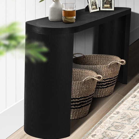 Thick 60'' Console Table, Black, Curved Legs, Oval Tabletop For Living Space Decorative Intention Top Area Goal In Home