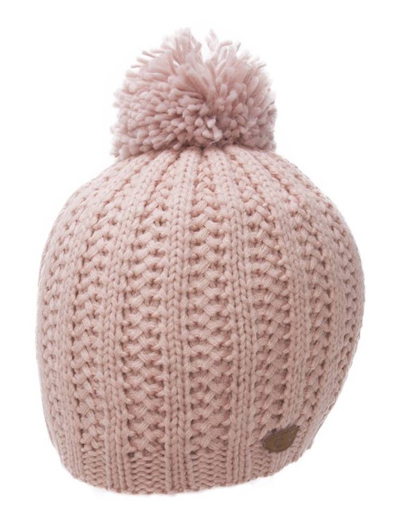 Thick Acrylic Knitted Beanie w/ Pom - Rose