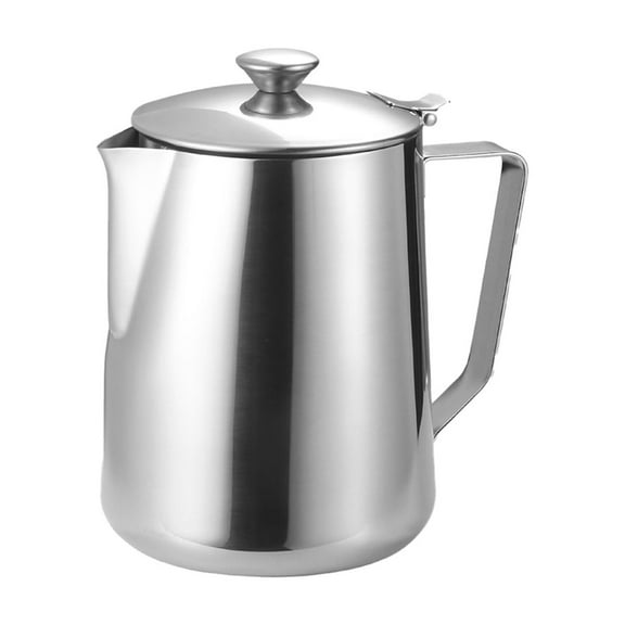 Thick And Comfortable Handle Stainless Steel Milk Frothing Pitcher With Lid