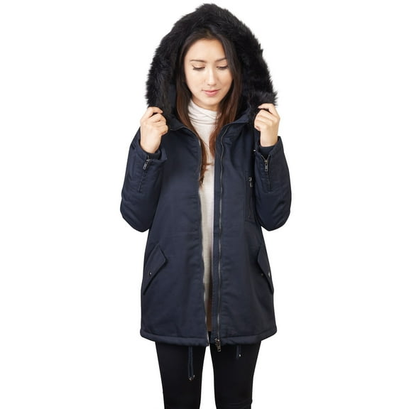 Thick Anorak Down Jacket Parka with Faux Fur Hoodie