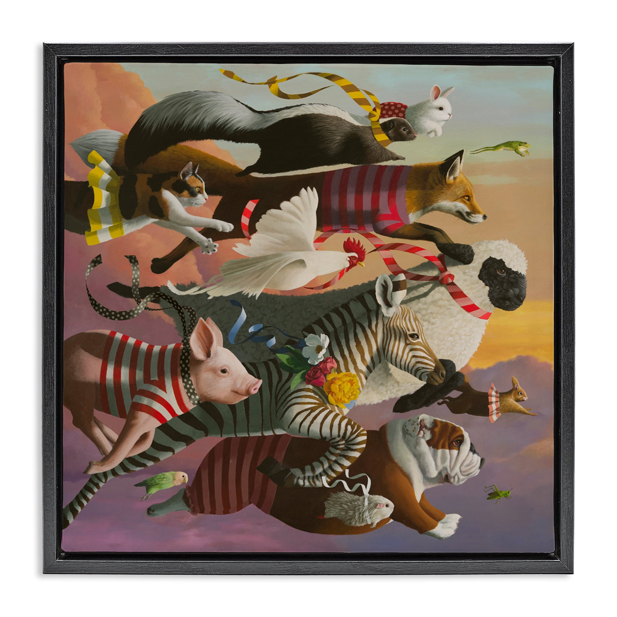 Thick As Thieves Animals Black Framed Floater Canvas Wall Art, design by Heather Gauthier