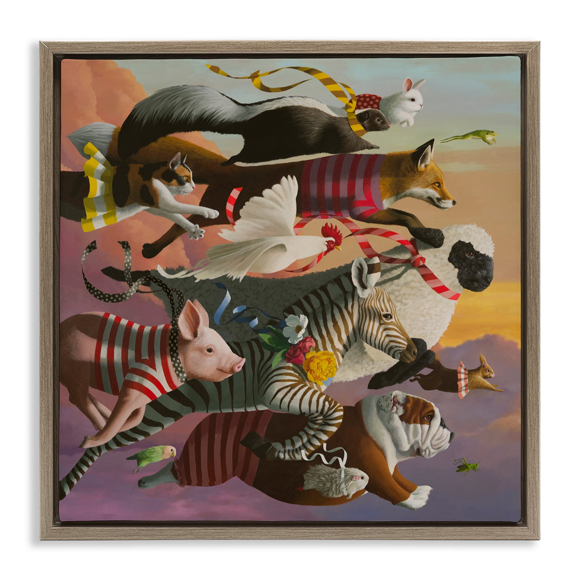 Thick As Thieves Animals Brown Framed Floater Canvas Wall Art, design by Heather Gauthier