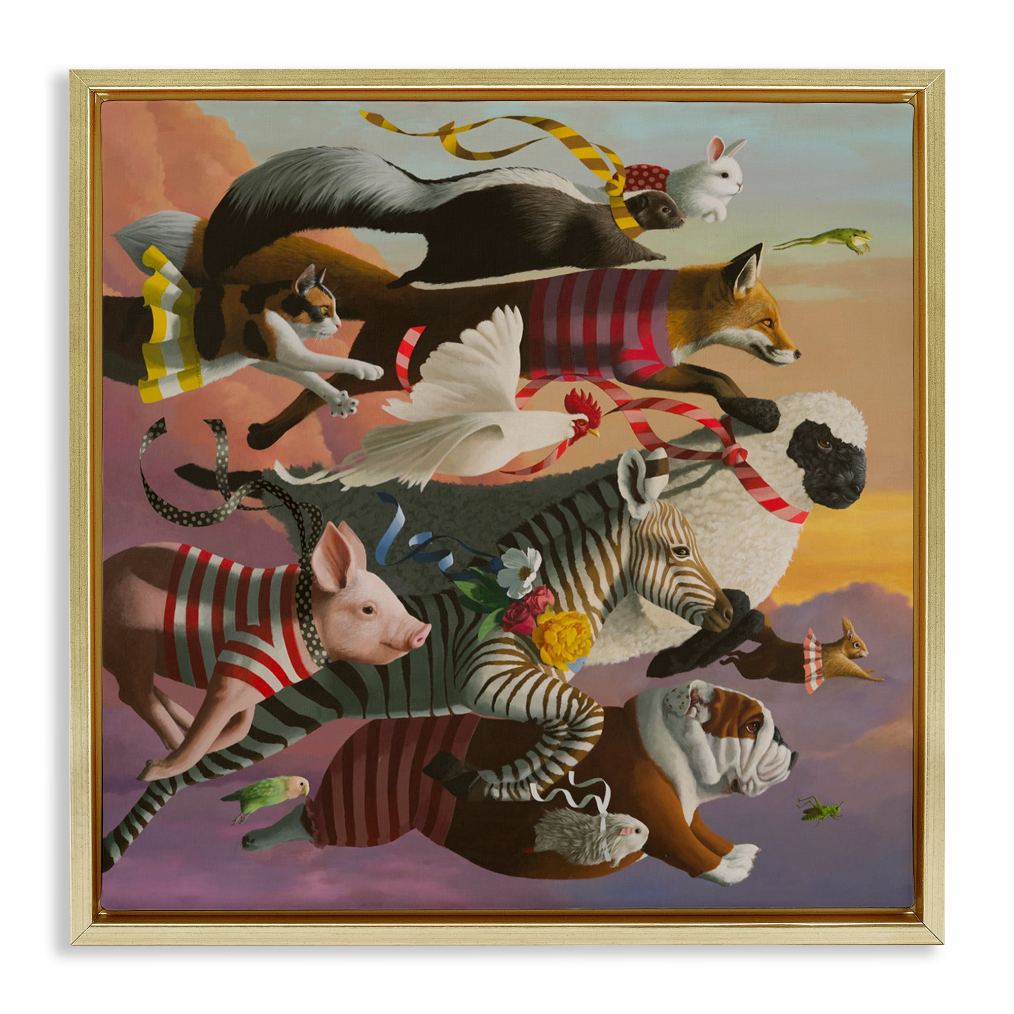 Thick As Thieves Animals Gold Framed Floater Canvas Wall Art, design by Heather Gauthier
