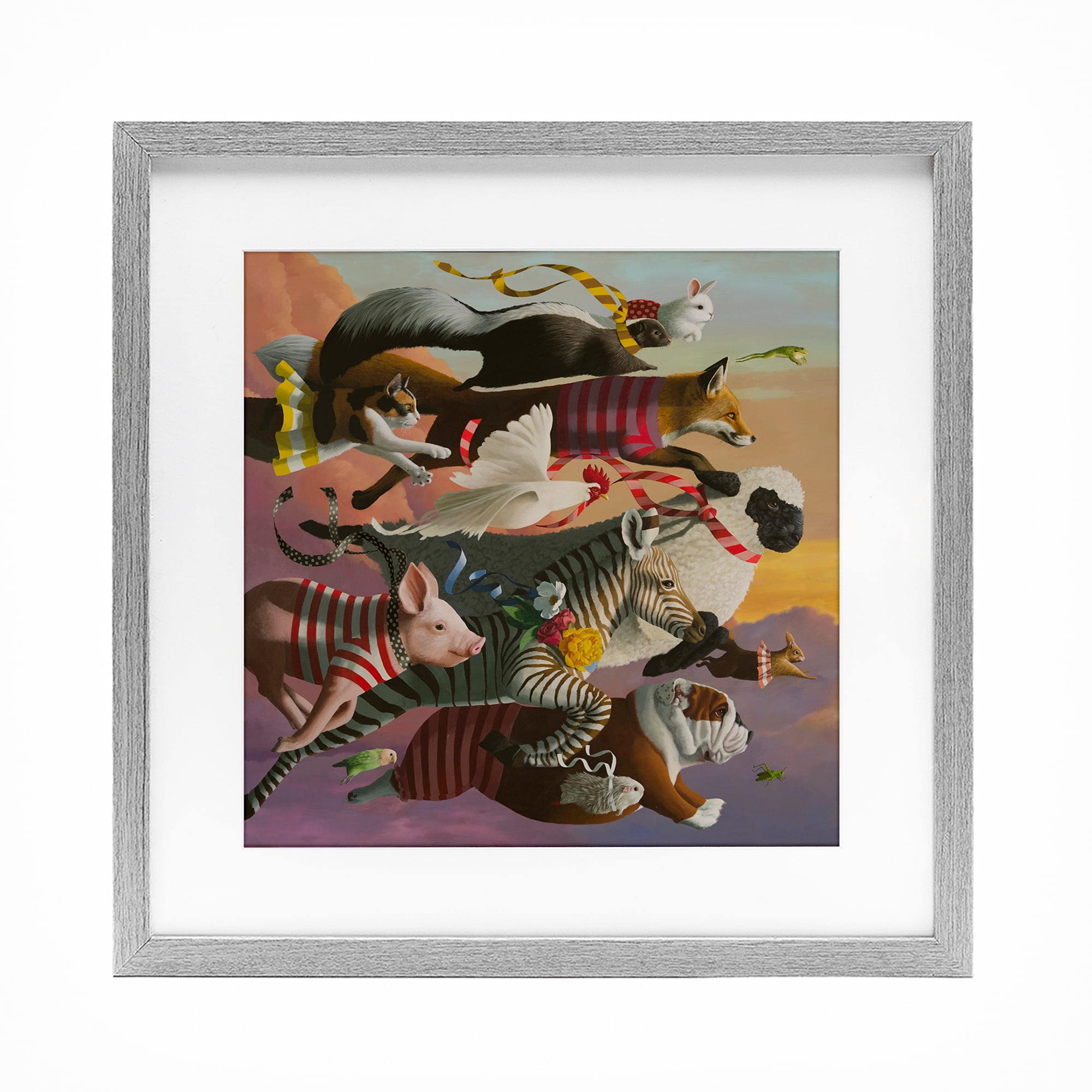 Thick As Thieves Animals Gray Framed Print Under Glass, design by Heather Gauthier