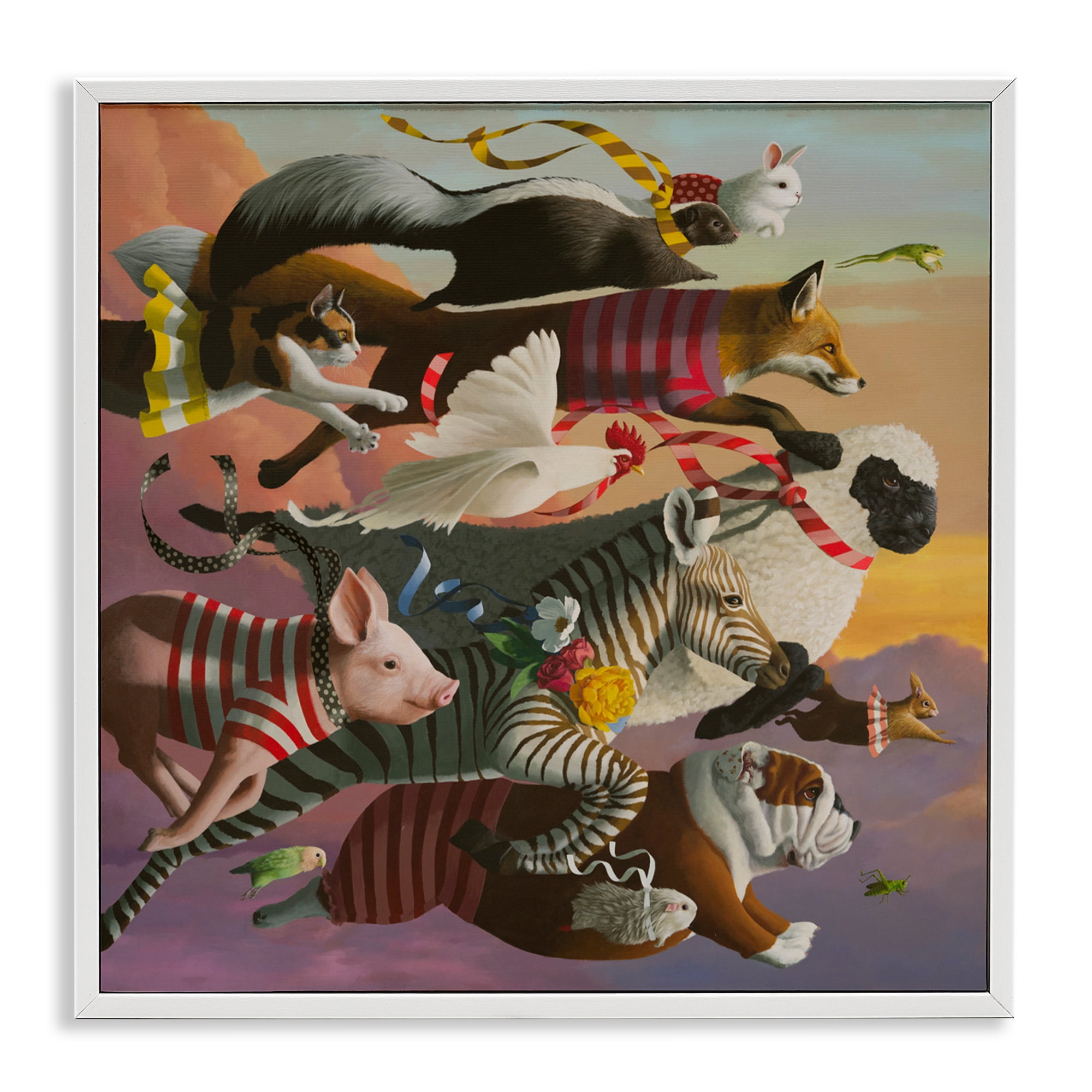 Thick As Thieves Animals White Framed Giclee Art, design by Heather Gauthier