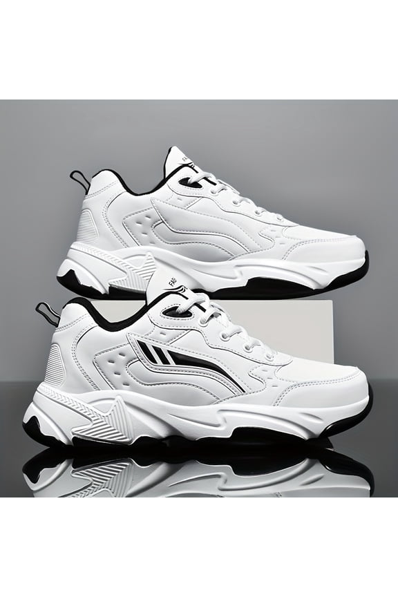 [Thick Athletic Shoes] Men's Shock-Absorbing Breathable Sports Shoes | Lace-Up Thick Athletic Footwear