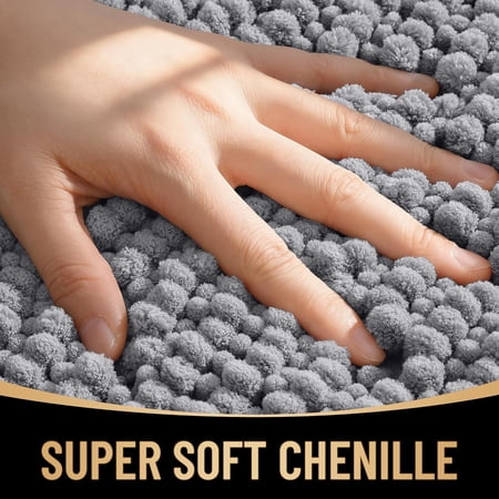 Thick Bathroom Rug 30x20, Ultra Soft Absorbent Chenille Bathroom Rug with Rubber Backing, Machine Washable and Dryable, Bath Mat for Bathroom Floor, Bathtub and Shower, Home Decor Accessorie