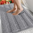 thumbnail image 1 of Thick Bathroom Rugs 30x20, Extra Soft Absorbent Chenille Striped Bath Rugs, Rubber Backing, Machine Wash Dry, Bath Mats for Bathroom Floor, Tub and Shower, Home Decor Accessories, Grey, 1 of 4