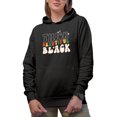 thumbnail image 1 of Thick, Beautiful, Black, Retro Groovy Wavy Text, Black History Month Gift, Black Hooded Sweatshirt or Hoodie, Small, 1 of 5