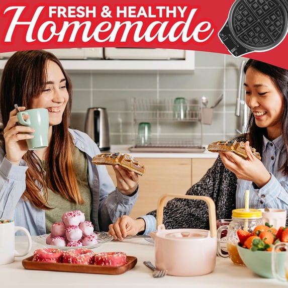 3-in-1 Belgian Waffle Maker with Removable Plates, Non-Stick Donut & Cake for Home Kitchen
