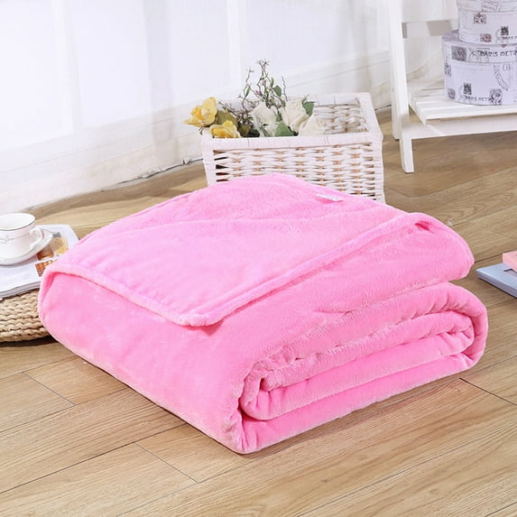 WRISTBIQUE Pink Flannel Throw Blanket Warm Comfortable Lightweight