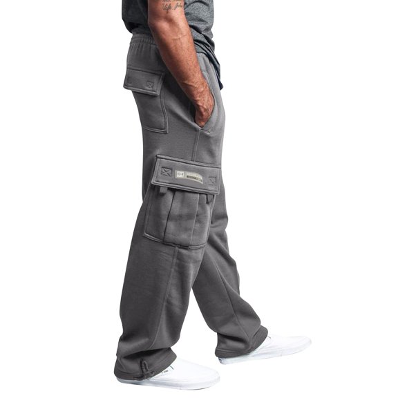 Thick Blend Cargo Joggers For Men Adjustable Ankle Drawstring Baggy Fit Multi Pocket Streetwear Sweatpants Dark Gray L