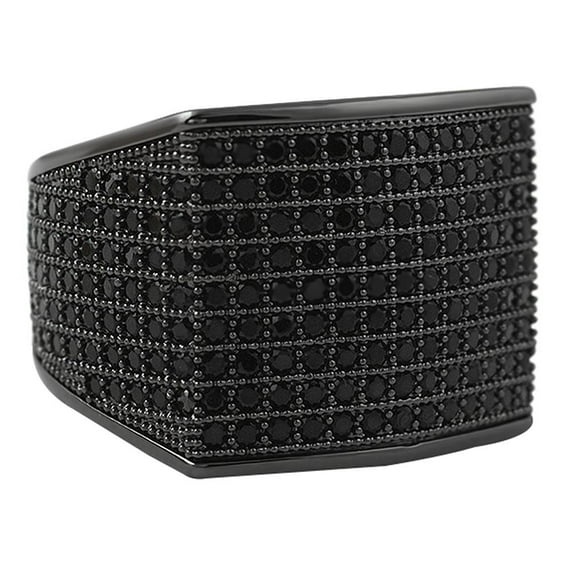 Thick Block Black CZ Bling Bling Ring (8)