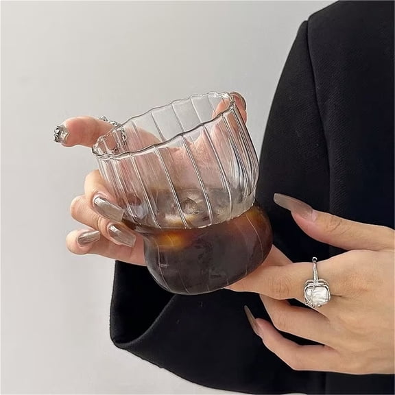 Thick Borosilicate Glass Coffee Cup - Shatterproof & Heat-Resistant Stackable Mug for Home and Office Use