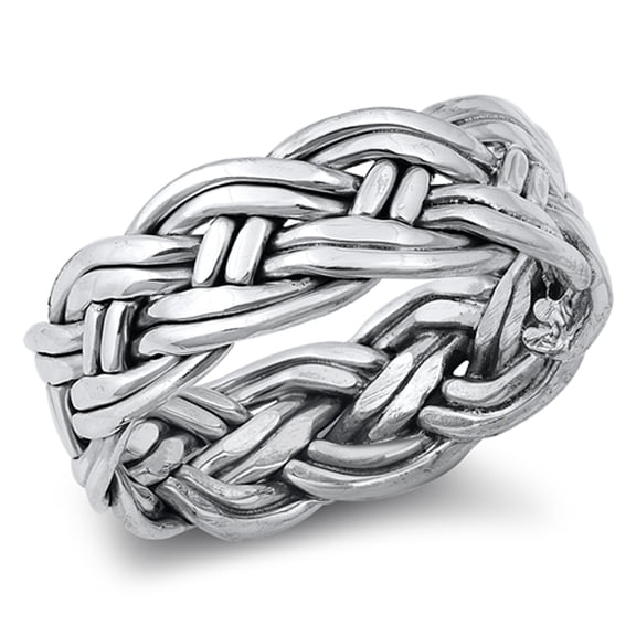 Thick Braided Celtic Viking Ring .925 Sterling Silver Band Jewelry Female Male Unisex Size 10