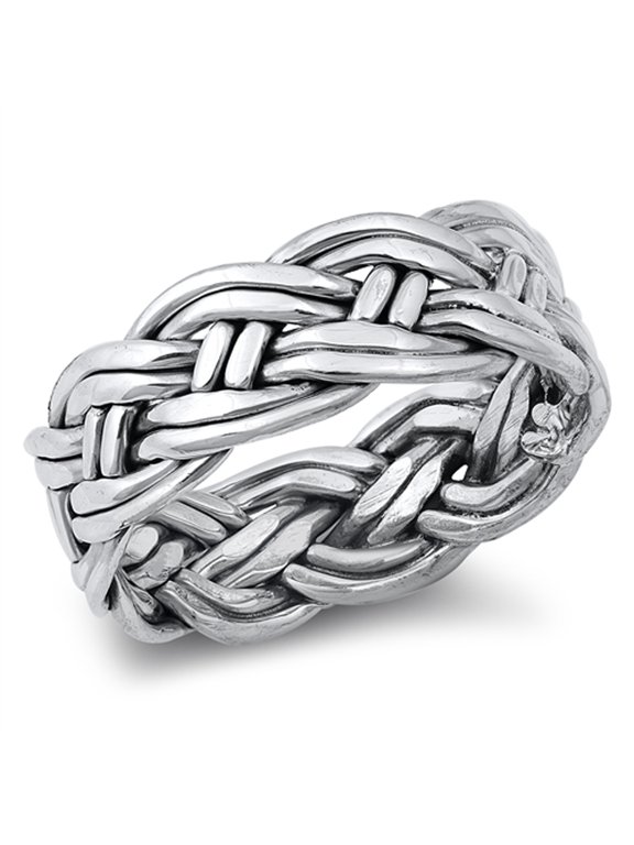 Thick Braided Celtic Viking Ring .925 Sterling Silver Band Jewelry Female Male Unisex Size 8