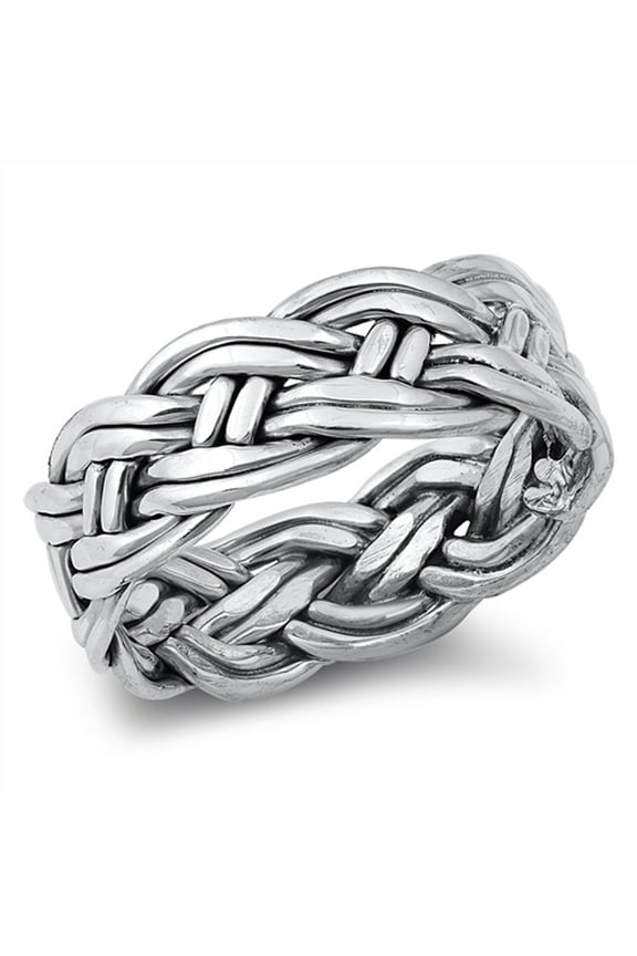 Thick Braided Celtic Viking Ring .925 Sterling Silver Band Jewelry Female Male Unisex Size 9