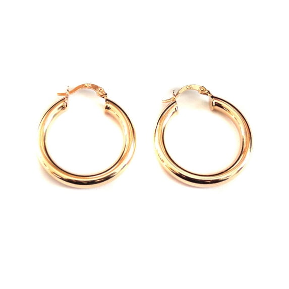 Thick Brass Plated Gold Tone Hoop Earrings 25mm