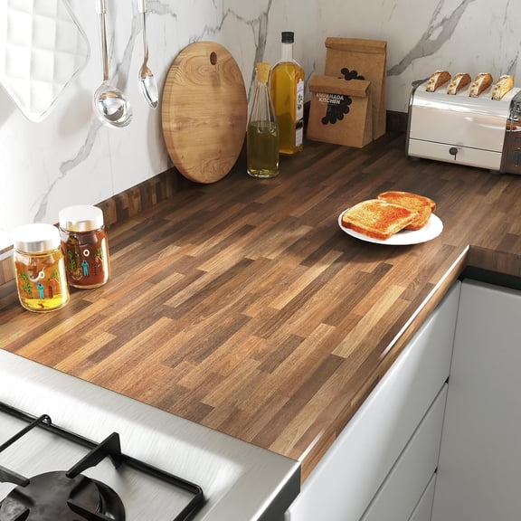 Thick Butcher Block Contact Paper for Countertops Waterproof Self Adhesive Brown Wood Wallpaper Peel and Stick Wood Grain Contact Paper Removable Wood Wallpaper for Table Cabinets 12"x200"