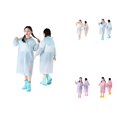 thumbnail image 1 of Thick Buttoned Poncho Raincoat for Girls and Boys, Reusable Hooded Waterproof EVA Rainwear for 6-13 Year Olds, All Seasons Outdoor Travel, 1 of 4