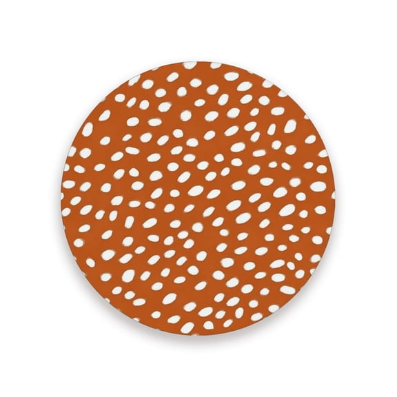 Thick Ceramic & Wood Coasters Set of （1/2/4 ）- 3.9 Inch Round Bar Coasters with Eco-Friendly Print, Waterproof Stain-Resistant Drink Pads，A Terracotta Colored Pattern