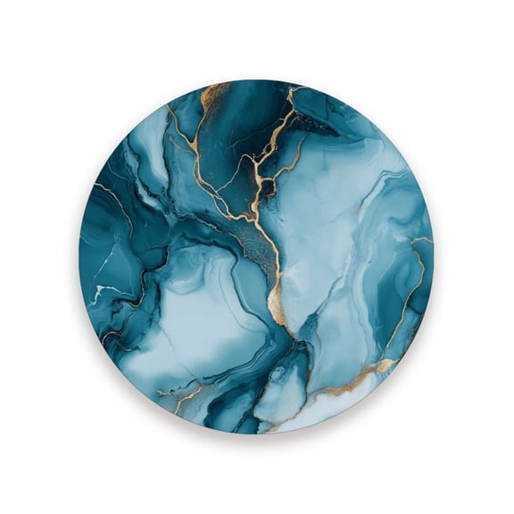 Thick Ceramic & Wood Coasters Set of （1/2/4）- 3.9 Inch Round Bar Coasters with Eco-Friendly Print, Waterproof Stain-Resistant Drink Pads，Abstract Marble Pattern