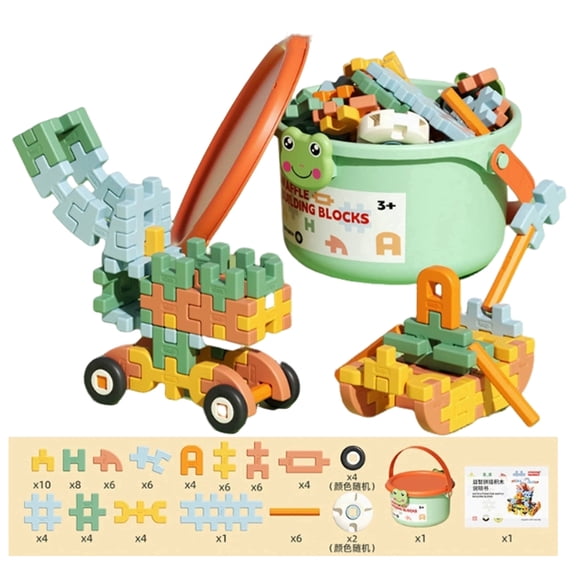 Patytoy Interlocking Building Blocks Set, 77 Pieces, Multicolor Plastic
