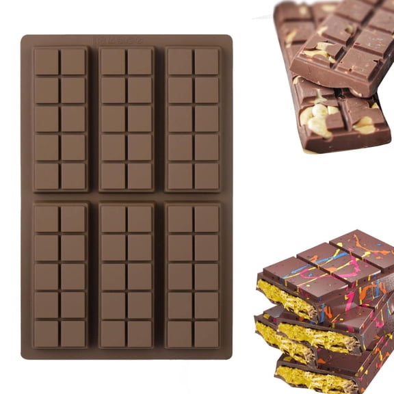 Thick Chocolate Bar Silicone Mold 1Pc,Silicone Snap Bars Making Set Break Apart Wax Melt Mould Easy Release Soy Candle Mould Rectangle Non Stick for Protein and Energy Soap Home Diy Handmade Gifts