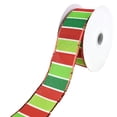 thumbnail image 1 of Thick Christmas Stripes Wired Ribbon, 1-1/2-Inch, 10-Yard, 1 of 1