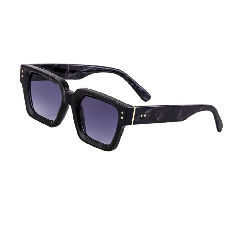 Thick Chunky Square Frame Black Marble Pattern Shades for Men