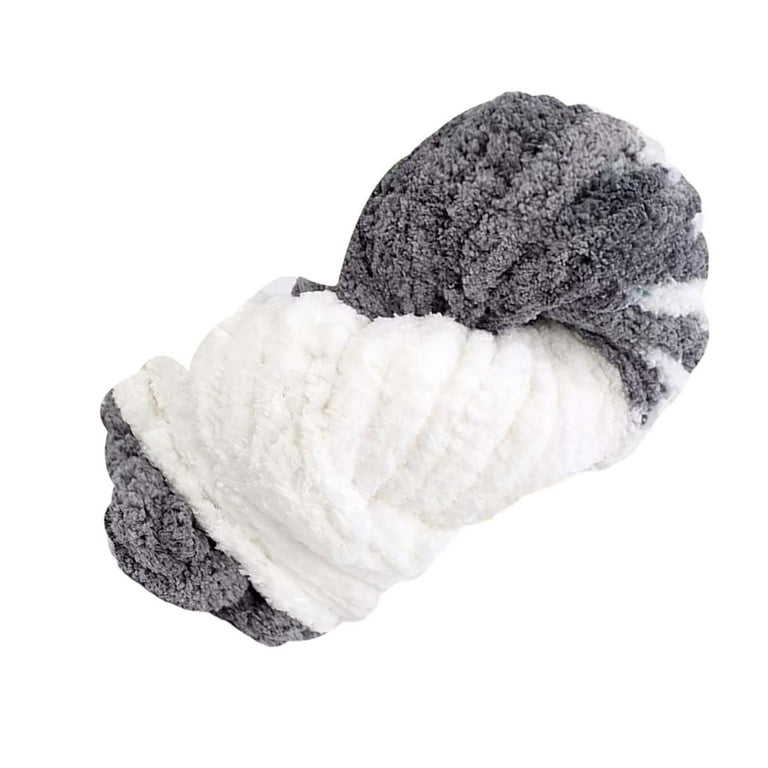 Thick Chunky Yarn Bulky Yarn Bulky Giant Wool Yarn Jumbo Tubular Yarn Weight Yarn for Pet Bed Macrame Sweater Rug Making White Color Grey