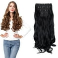 thumbnail image 1 of Thick Clip In Hair Extension 3/4 Full Head Curly Wavy Thick Hairpiece Curly Straight Synthetic Heat Resistant Hair 18 inch 3 PCS Set Thick Clip in on Hair Extensions - Natural Black, 1 of 7