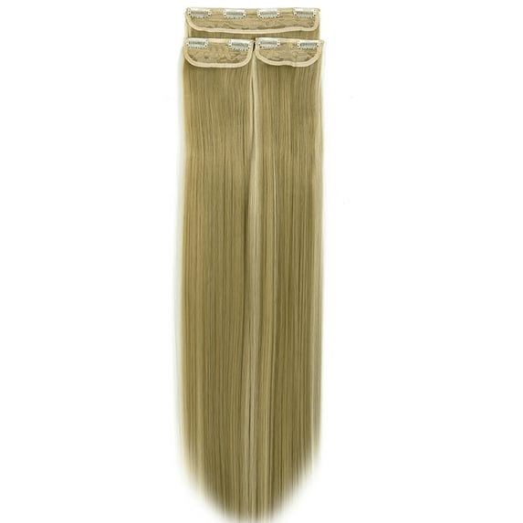 Thick Clip In Hair Extension 3/4 Full Head Curly Wavy Thick Hairpiece Curly Straight Synthetic Heat Resistant Hair 18 inch 3 PCS Set Thick Clip in on Hair Extensions - Natural Black
